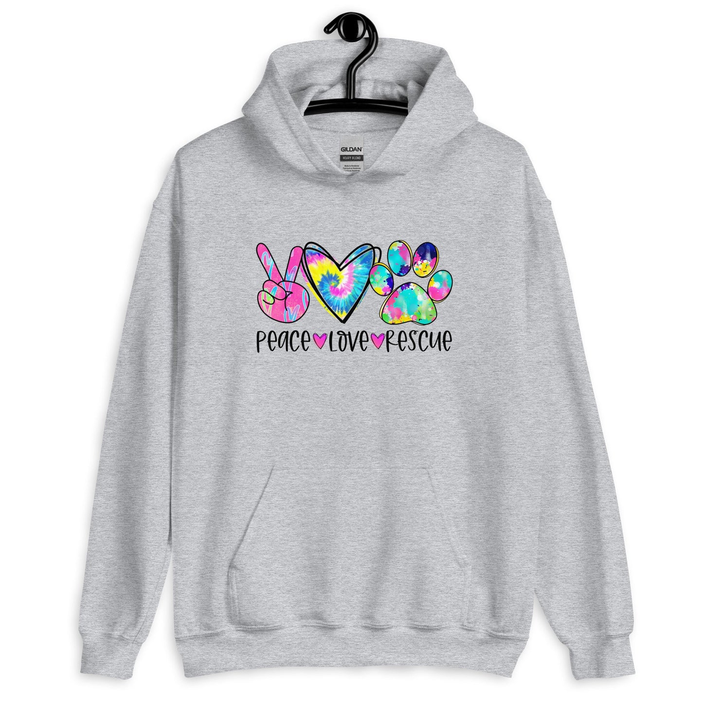 Peace Love Rescue Tie Dye Hoodie