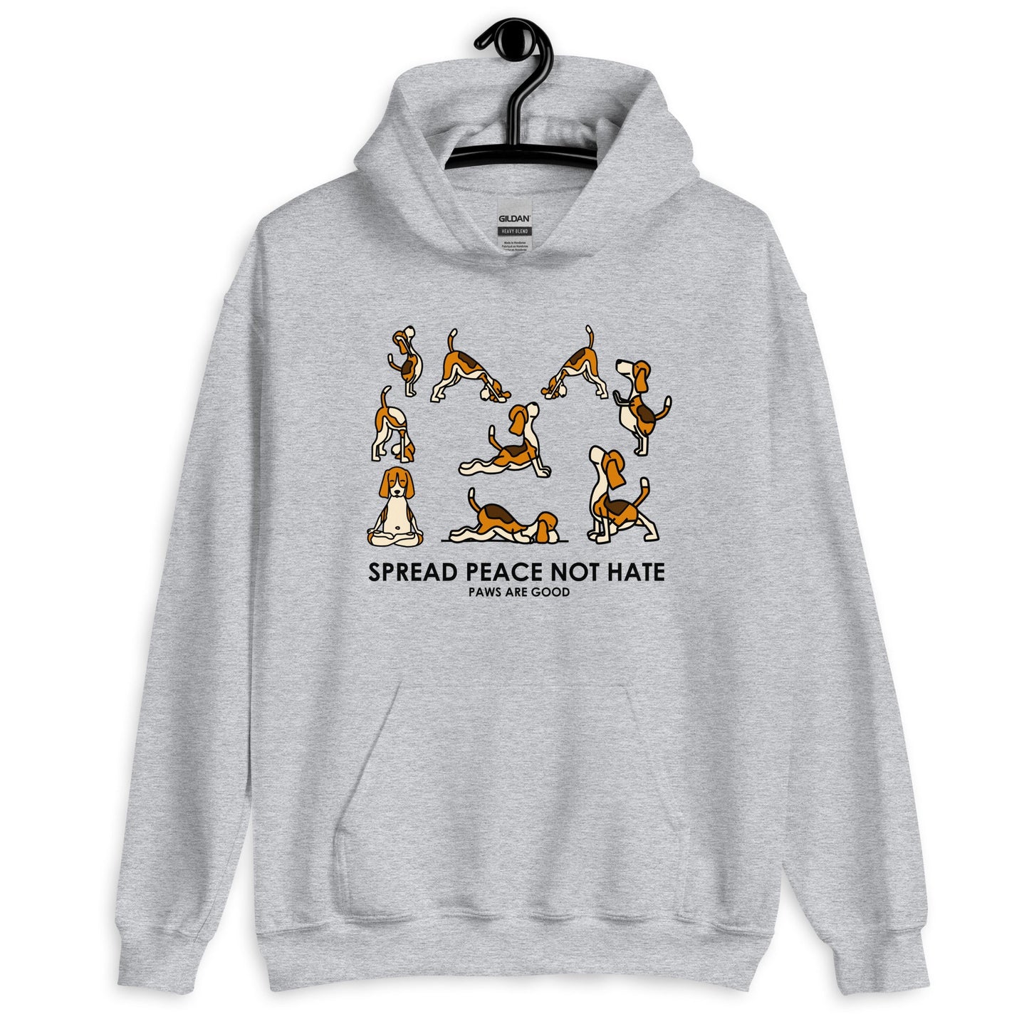 Spread Peace Not Hate Yoga Dogs Unisex Hoodie