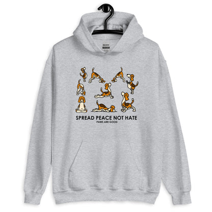 Spread Peace Not Hate Yoga Dogs Unisex Hoodie