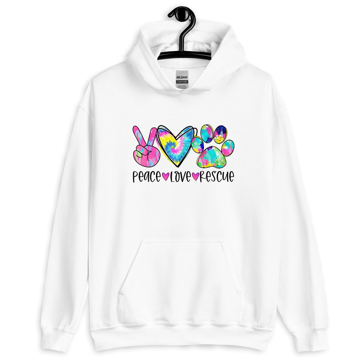 Peace Love Rescue Tie Dye Hoodie