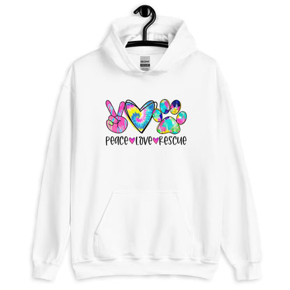 Peace Love Rescue Tie Dye Hoodie