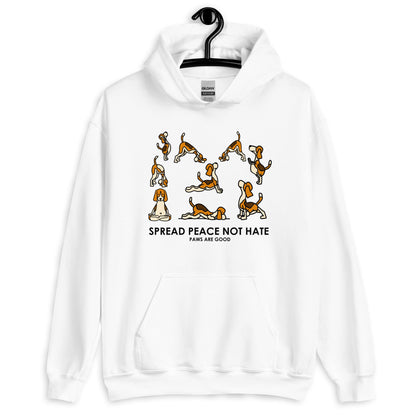 Spread Peace Not Hate Yoga Dogs Unisex Hoodie
